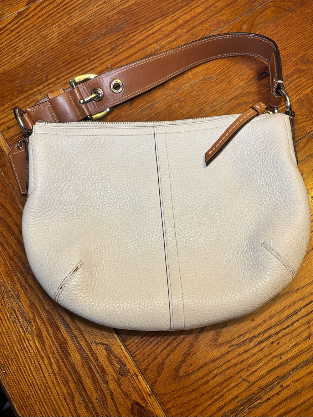 Vintage Y2K Coach Soho Ivory Leather Hobo Shoulder Bag F13106